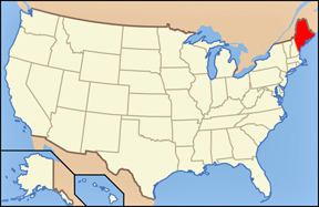 USA map showing location of  Maine